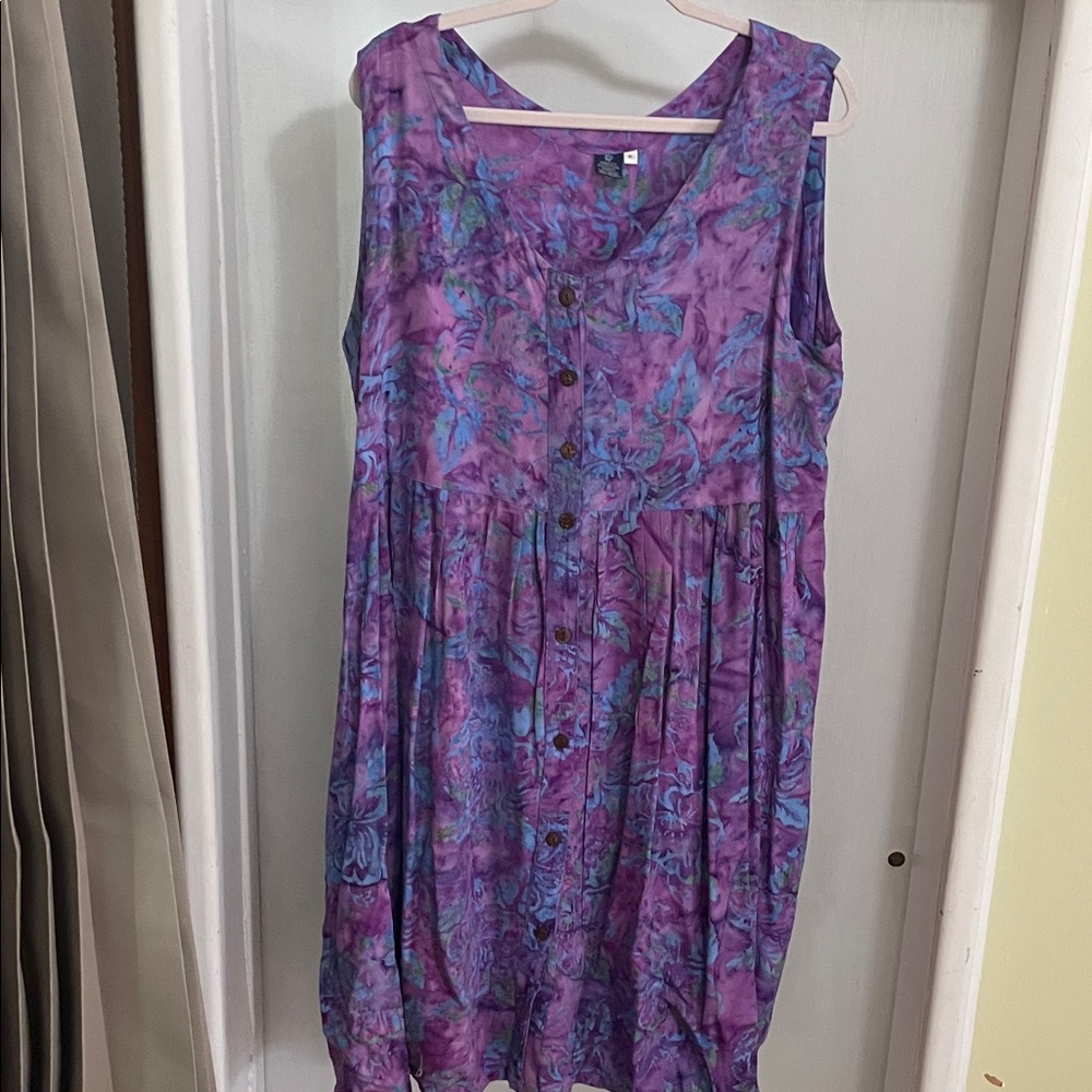 Purple and Blue Sleeveless Hawaiian Dress